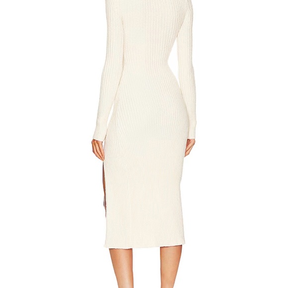 NBD x Marianna Hewitt Saskia Boucle Midi Dress with Slit in Ivory - Picture 3 of 8